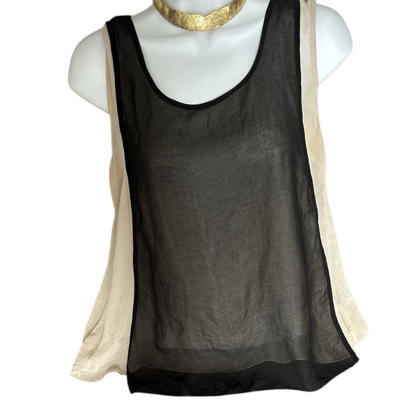 Black and Cream Sheer Sleeveless Top - Picture 9 of 9